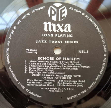 Chris Barber&#039;s Jazz Band With Ottilie Patterson – албум Echoes Of Harlem - Img 3