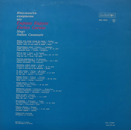 Enrico Caruso – албум Italian Canzonets - Img 2