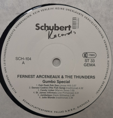 Fernest Arceneaux &amp; The Thunders – албум Gumbo Special - Img 2