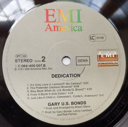 Gary U.S. Bonds – албум Dedication - Img 3