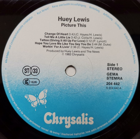 Huey Lewis And The News – албум Picture This - Img 3