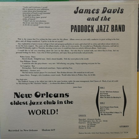 James Davis And The Paddock Jazz Band ‎– албум Burnin&#039; New Orleans Dixieland - Img 2