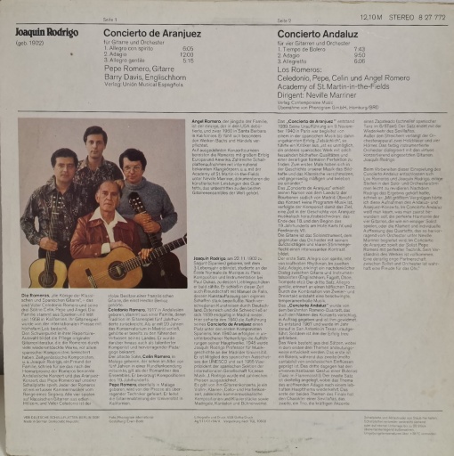 Joaquín Rodrigo - Los Romeros - Academy Of St. Martin-in-the-Fields - Neville Marriner – албум Gitarrenkonzerte - Img 2
