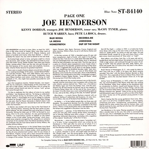 JOE HENDERSON - PAGE ONE (1 x LP) - Img 2