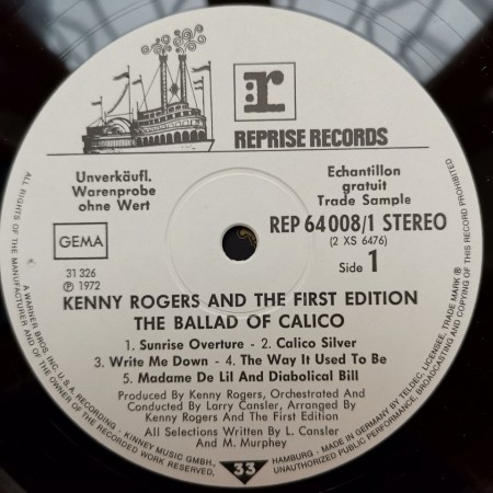 Kenny Rogers And The First Edition ‎– албум The Ballad Of Calico - Img 3