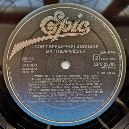 Matthew Wilder ‎– албум I Don't Speak The Language - Img 3