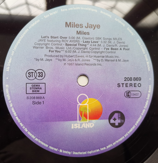 Miles Jaye – албум Miles - Img 3