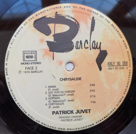 Patrick Juvet ‎– албум Chrysalide - Img 3