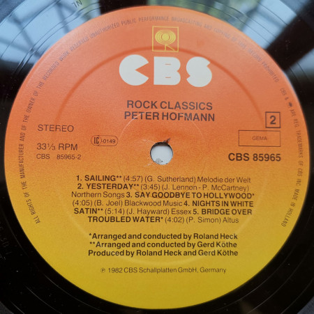 Peter Hofmann ‎– албум Rock Classics - Img 3