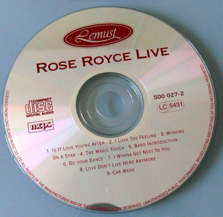Rose Royce – албум Greatest Hits - Live In Concert (CD) - Img 3