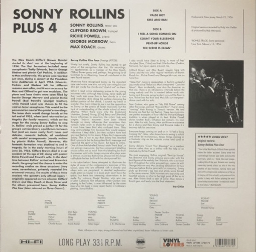 Sonny Rollins, Clifford Brown, Max Roach, Richie Powell, George Morrow – албум Sonny Rollins Plus 4 - Img 2