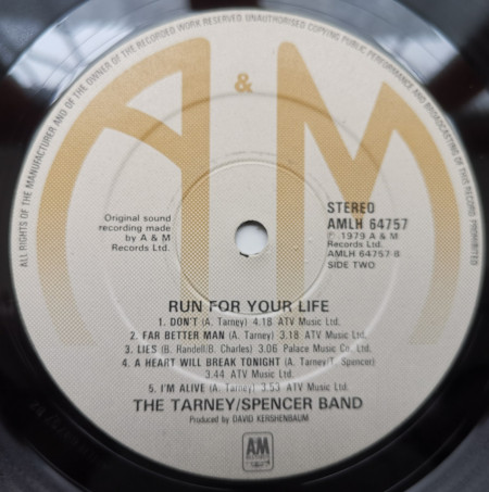 The Tarney/Spencer Band – албум Run For Your Life - Img 3