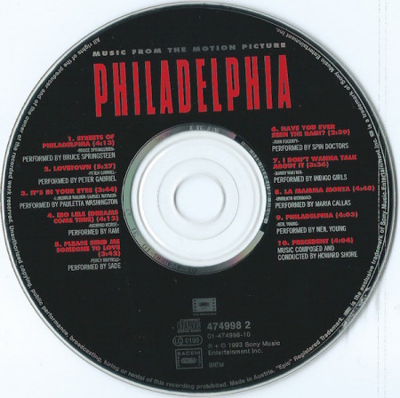 Various – албум Philadelphia (Music From The Motion Picture) (CD) - Img 2