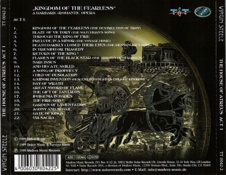 Virgin Steele ‎– албум The House Of Atreus - Act I (CD) - Img 2