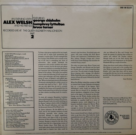 Alex Welsh Featuring George Chisholm, Humphrey Lyttelton, Bruce Turner ‎– албум An Evening With Alex Welsh And His Friends (Part 2) - Img 2