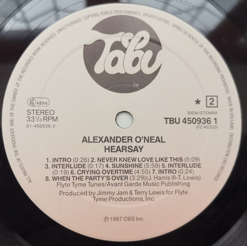 Alexander O'Neal – албум Hearsay - Img 3