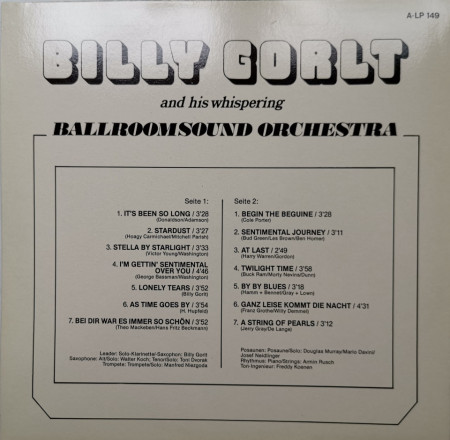 Billy Gorlt And His Whispering Ballroom Orchestra – албум Billy Gorlt And His Whispering Ballroom Orchestra - Img 2