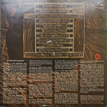 Blood, Sweat &amp; Tears – албум Blood, Sweat &amp; Tears Greatest Hits - Img 2