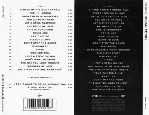 Bryan Ferry – албум The Best Of Bryan Ferry (CD+DVD) - Img 2