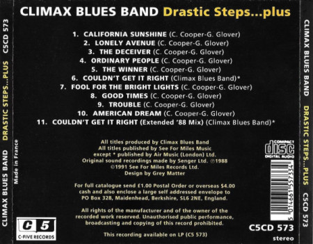 Climax Blues Band ‎– албум Drastic Steps...Plus (CD) - Img 2