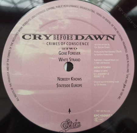 Cry Before Dawn – албум Crimes Of Conscience - Img 3