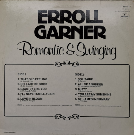 Erroll Garner – албум Romantic &amp; Swinging - Img 2