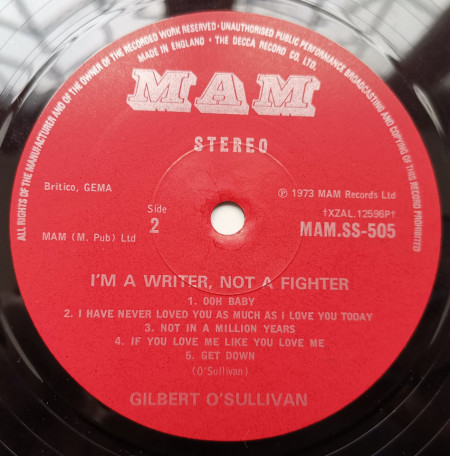 Gilbert O'Sullivan – албум I'm A Writer, Not A Fighter - Img 3