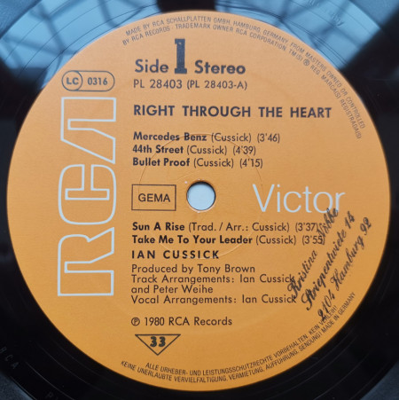 Ian Cussick – албум Right Through The Heart - Img 2