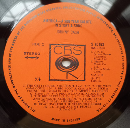 Johnny Cash – албум America - A 200-Year Salute In Story And Song - Img 3