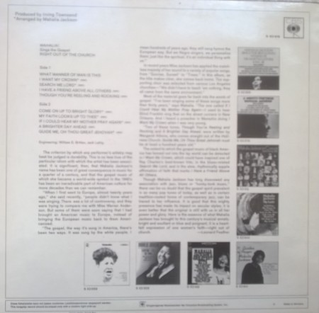 Mahalia ‎– албум Sings The Gospel Right Out Of The Church - Img 2