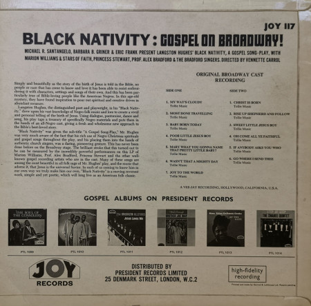 Marion Williams &amp; The Stars Of Faith, Princess Stewart, Prof. Alex Bradford &amp; The Bradford Singers – албум Black Nativity, Gospel On Broadway! - Img 2