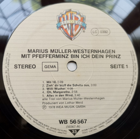 Marius Müller-Westernhagen ‎– албум Mit Pfefferminz Bin Ich Dein Prinz - Img 3