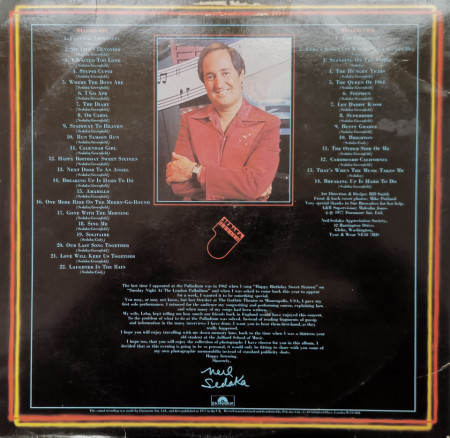Neil Sedaka – албум Neil Sedaka And Songs - A Solo Concert - Img 2