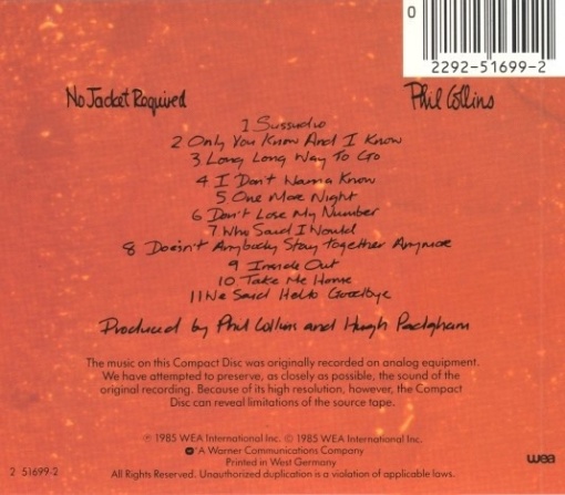Phil Collins – албум No Jacket Required (CD) - Img 2