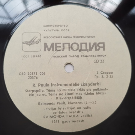 Raimonds Pauls – албум In The Mood Of Raimonds Pauls (В Тональности Раймонда Паулса) - Img 2