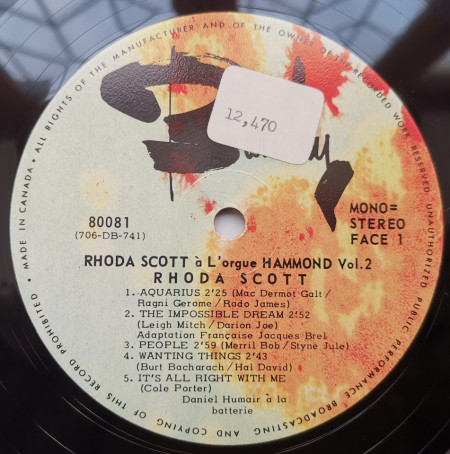 Rhoda Scott – албум A L'Orgue Hammond Vol.2 - Img 3