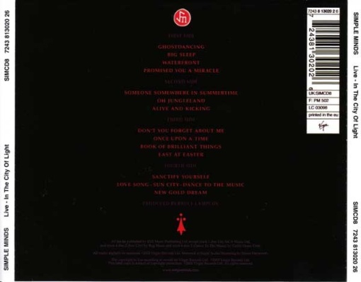 Simple Minds – Live - албум In The City Of Light (2xCD) - Img 2