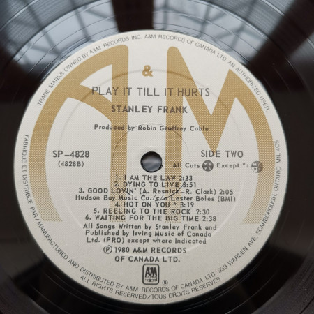 Stanley Frank ‎– албум Play It Till It Hurts - Img 3