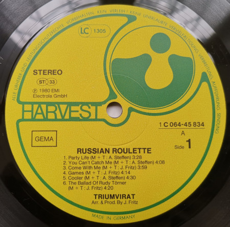 Triumvirat ‎– албум Russian Roulette - Img 3