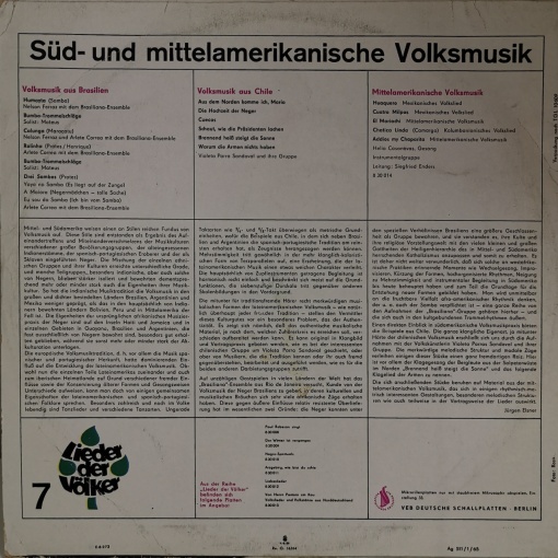 Various – албум Süd- Und Mittelamerikanische Volksmusik - Img 2