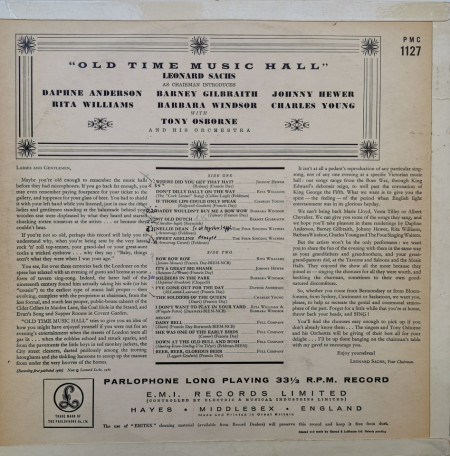 Various, Tony Osborne And His Orchestra – Old Time Music Hall - Img 2
