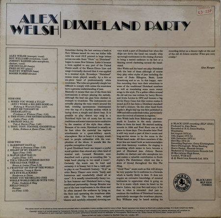 Alex Welsh &amp; His Band ‎– албум Dixieland Party - Img 2