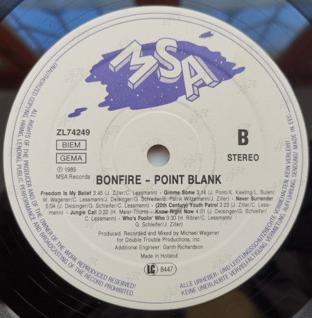Bonfire – албум Point Blank - Img 3