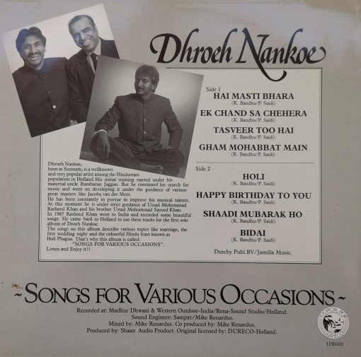 Dhroeh Nankoe – албум Songs For Various Occasions - Img 2
