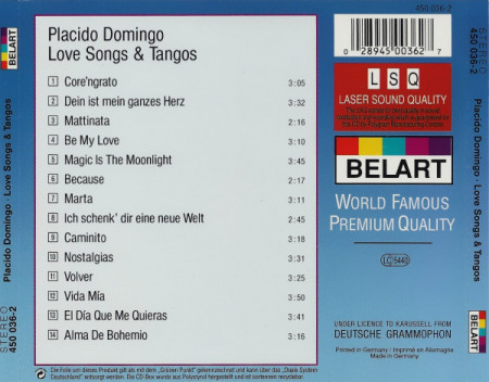 Domingo ‎– албум Love Songs &amp; Tangos (CD) - Img 2