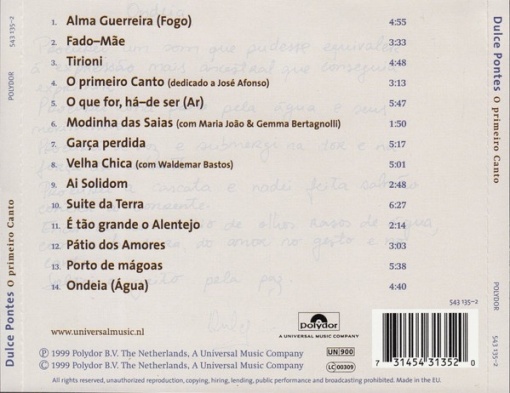 Dulce Pontes – албум O Primeiro Canto (CD) - Img 2