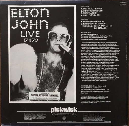 Elton John – албум Elton John Live 17-11-70 - Img 2