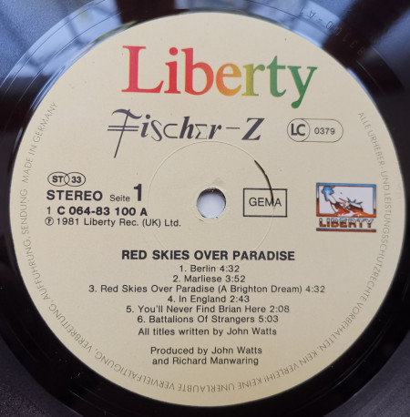 Fischer-Z – албум Red Skies Over Paradise - Img 2
