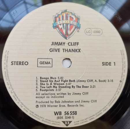 Jimmy Cliff ‎– албум Give Thankx - Img 3