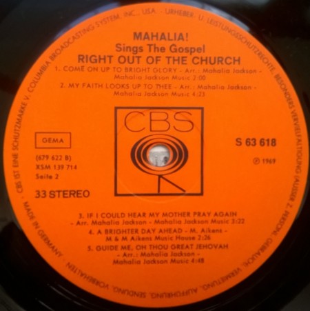 Mahalia ‎– албум Sings The Gospel Right Out Of The Church - Img 3